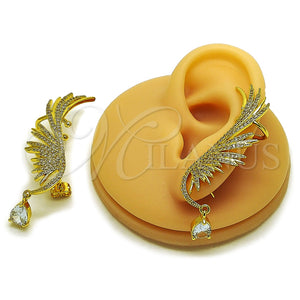 Gold Filled Ring — Stud Earring Wings and Teardrop Design with White — main product view — SKU 165312 | Oro Laminado anillo — Stud Earring Wings and Teardrop diseño with blanco — SKU 165312