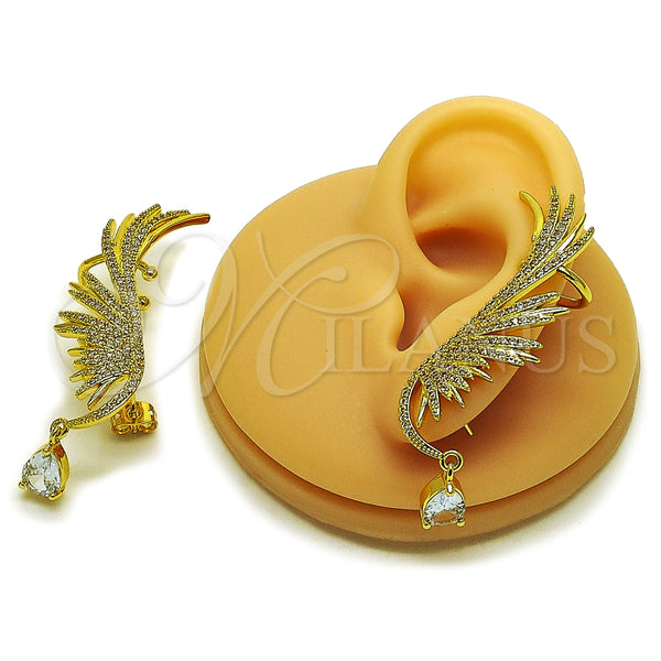 Gold Filled Ring — Stud Earring Wings and Teardrop Design with White — main product view — SKU 165312 | Oro Laminado anillo — Stud Earring Wings and Teardrop diseño with blanco — SKU 165312