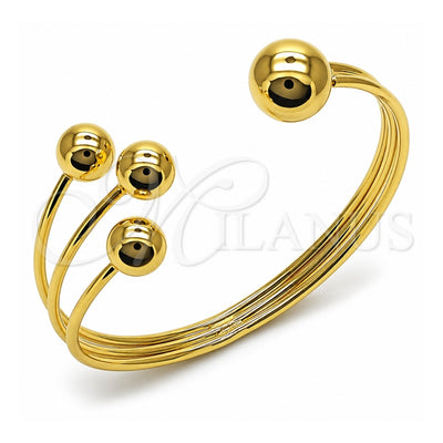 Oro Laminado Individual Bangle, Gold Filled Style Ball Design, Polished, Golden Finish, 07.213.0028 (Thickness, One size fits all)