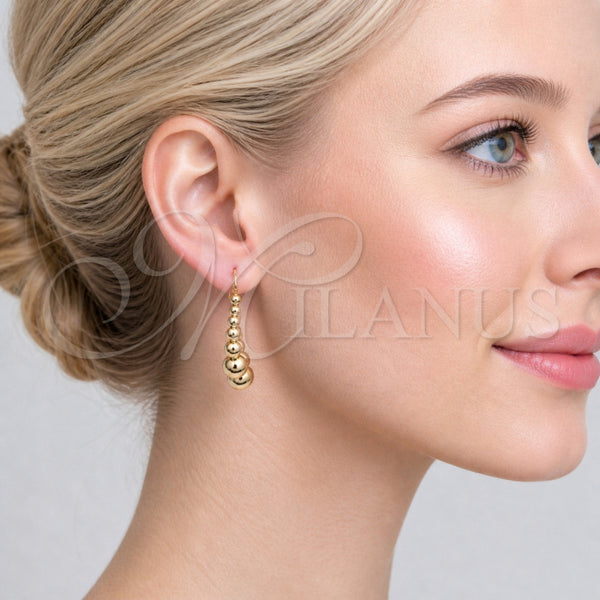 Gold Filled Hoop Earrings — Small Hoop Ball Design Polished 02. — alternate product view — SKU 165317 | Oro Laminado aretes de aro — aro pequeño Ball diseño pulido 02. — SKU 165317