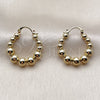 Oro Laminado Small Hoop, Gold Filled Style Ball Design, Polished, Golden Finish, 02.213.0940.25