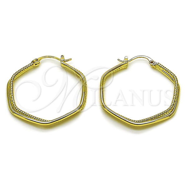Gold Filled Hoop Earrings — Medium Hoop Diamond Cutting 02. — main product view — SKU 165318 | Oro Laminado aretes de aro — Medium Hoop Diamond Cutting 02. — SKU 165318