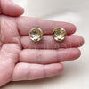 Oro Laminado Stud Earring, Gold Filled Style Flower Design, Diamond Cutting Finish, Golden Finish, 02.213.0942