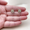Oro Laminado Stud Earring, Gold Filled Style Cluster Design, with White Cubic Zirconia, Polished, Golden Finish, 02.213.0947