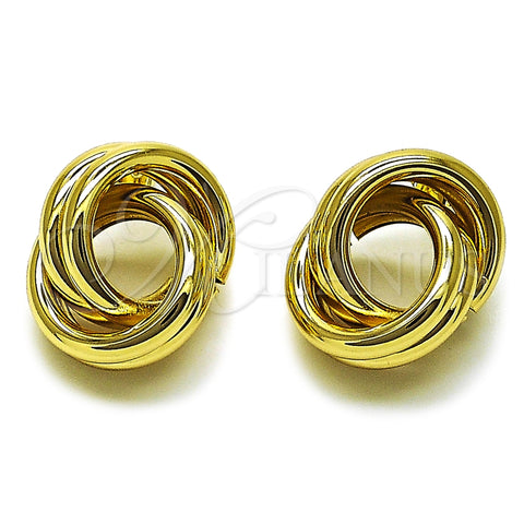Oro Laminado Stud Earring, Gold Filled Style Hollow Design, Polished, Golden Finish, 02.213.0949