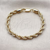Oro Laminado Basic Bracelet, Gold Filled Style Rope Design, Polished, Golden Finish, 5.222.033.06 (Thickness, 6 Inches Length)