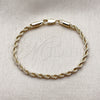 Oro Laminado Basic Bracelet, Gold Filled Style Rope Design, Polished, Golden Finish, 5.222.035.06 (03 MM Thickness, 6 Inches Length)