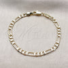 Oro Laminado Basic Bracelet, Gold Filled Style Figaro Design, Polished, Golden Finish, 5.222.016.06 (Thickness, 6 Inches Length)