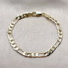 Oro Laminado Basic Bracelet, Gold Filled Style Figaro Design, Polished, Golden Finish, 5.222.015.06 (Thickness, 6 Inches Length)