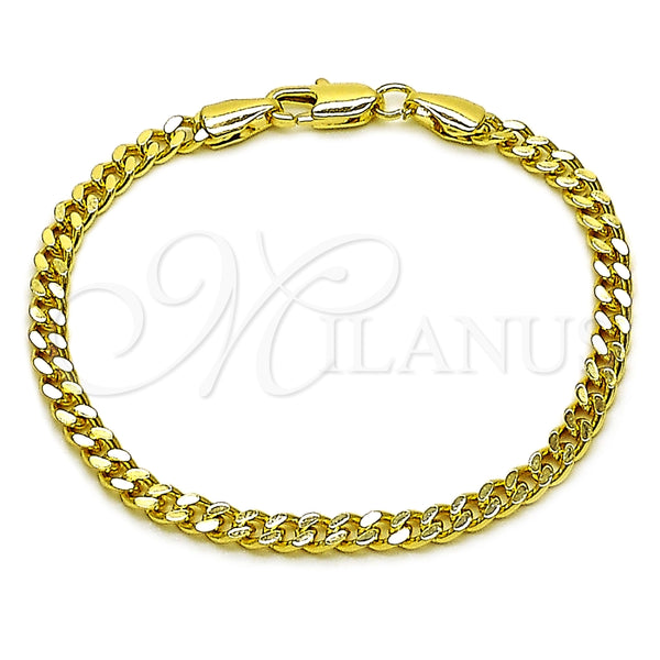 Oro Laminado Fancy Bracelet, Gold Filled Style Miami Cuban Design, Polished, Golden Finish, 04.213.0368.06 (Thickness, 6 Inches Length)