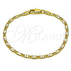 Oro Laminado Basic Anklet, Gold Filled Style Mariner Design, Diamond Cutting Finish, Golden Finish, 03.213.0291.06 (Thickness, 6 Inches Length)
