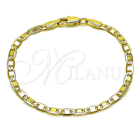 Oro Laminado Basic Bracelet, Gold Filled Style Mariner Design, Polished, Golden Finish, 04.213.0030.06 (03 MM Thickness, 6 Inches Length)