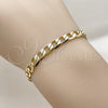 Oro Laminado Basic Bracelet, Gold Filled Style Curb Design, Diamond Cutting Finish, Golden Finish, 04.213.0342.06 (Thickness, 6 Inches Length)