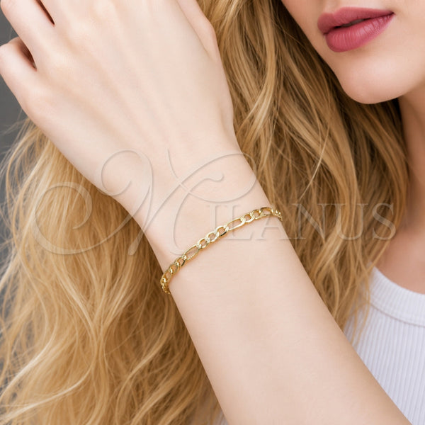 Gold Filled Bracelet — Basic Bracelet Figaro Design Diamond Cutting 04. 03 — alternate product view — SKU 165343 | Oro Laminado brazalete — básico Bracelet Figaro diseño Diamond Cutting 04. 03 — SKU 165343