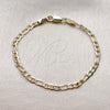 Oro Laminado Basic Bracelet, Gold Filled Style Figaro Design, Diamond Cutting Finish, Golden Finish, 04.213.0370.06 (03 MM Thickness, 6 Inches Length)