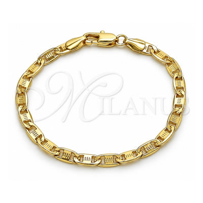 Oro Laminado Basic Bracelet, Gold Filled Style Mariner Design, Diamond Cutting Finish, Golden Finish, 04.213.0372.06 (0.80 Gauge, 04 MM Thickness, 6 Inches Length)