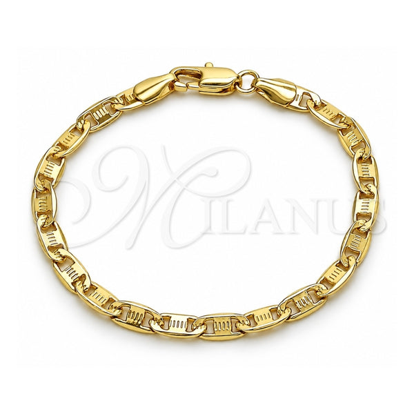 Oro Laminado Basic Bracelet, Gold Filled Style Mariner Design, Diamond Cutting Finish, Golden Finish, 04.213.0372.06 (0.80 Gauge, 04 MM Thickness, 6 Inches Length)