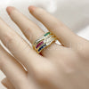 Oro Laminado Multi Stone Ring, Gold Filled Style with Multicolor and White Cubic Zirconia, Polished, Golden Finish, 01.459.0001 (One size fits all)