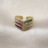 Oro Laminado Multi Stone Ring, Gold Filled Style with Multicolor and White Cubic Zirconia, Polished, Golden Finish, 01.459.0001 (One size fits all)