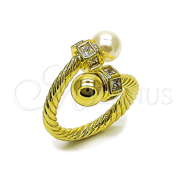 Gold Filled Ring — Multi Stone Ring Twist and Ball Design with — main product view — SKU 165351 | Oro Laminado anillo — Multi Stone Ring Twist and Ball diseño with — SKU 165351
