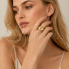 Oro Laminado Multi Stone Ring, Gold Filled Style Love Knot Design, with White Micro Pave, Polished, Golden Finish, 01.459.0003 (One size fits all)