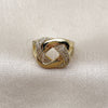 Oro Laminado Multi Stone Ring, Gold Filled Style Love Knot Design, with White Micro Pave, Polished, Golden Finish, 01.459.0003 (One size fits all)