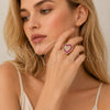 Oro Laminado Multi Stone Ring, Gold Filled Style Heart and Baguette Design, with Ruby Cubic Zirconia and White Micro Pave, Polished, Golden Finish, 01.459.0004 (One size fits all)