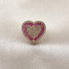 Oro Laminado Multi Stone Ring, Gold Filled Style Heart and Baguette Design, with Ruby Cubic Zirconia and White Micro Pave, Polished, Golden Finish, 01.459.0004 (One size fits all)