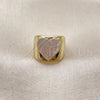 Oro Laminado Multi Stone Ring, Gold Filled Style Heart Design, with Ivory Mother of Pearl, Polished, Golden Finish, 01.459.0005 (One size fits all)