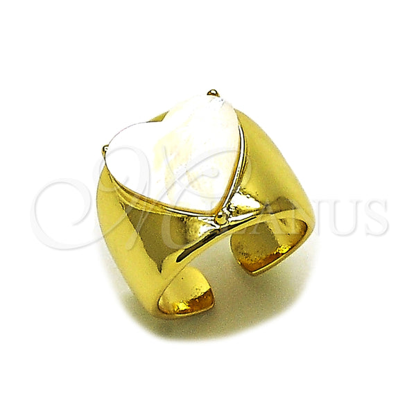 Gold Filled Ring — Multi Stone Ring Heart Design with Ivory Mother — main product view — SKU 165354 | Oro Laminado anillo — Multi Stone Ring corazón diseño with Ivory Mother — SKU 165354