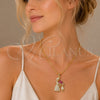 Oro Laminado Fancy Pendant, Gold Filled Style Flower and Little Girl Design, with Ruby Cubic Zirconia and White Micro Pave, Polished, Golden Finish, 05.459.0011