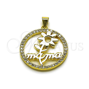 Gold Filled Pendant — Fancy Pendant Mom and Flower Design with White — main product view — SKU 165356 | Oro Laminado dije — elegante Pendant Mom and flor diseño with blanco — SKU 165356