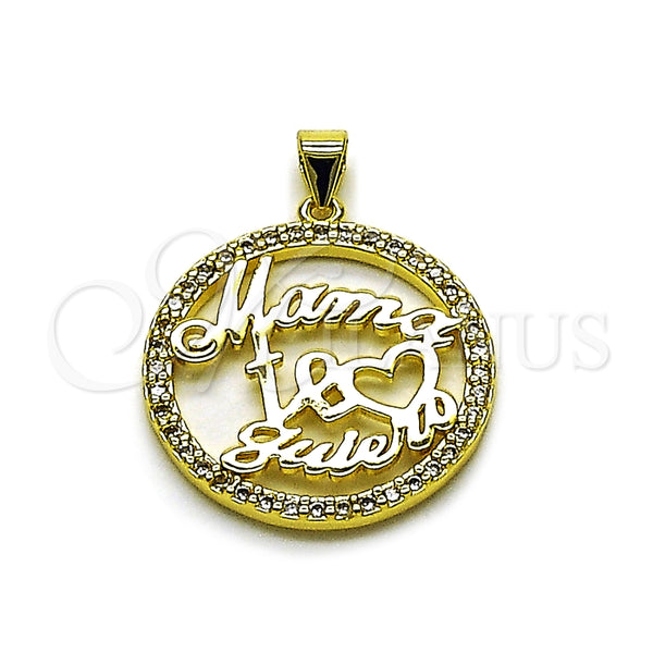 Gold Filled Pendant — Fancy Pendant Mom and Heart Design with White — main product view — SKU 165357 | Oro Laminado dije — elegante Pendant Mom and corazón diseño with blanco — SKU 165357