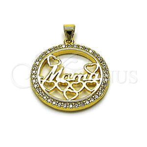 Gold Filled Pendant — Fancy Pendant Mom and Heart Design with White — main product view — SKU 165358 | Oro Laminado dije — elegante Pendant Mom and corazón diseño with blanco — SKU 165358