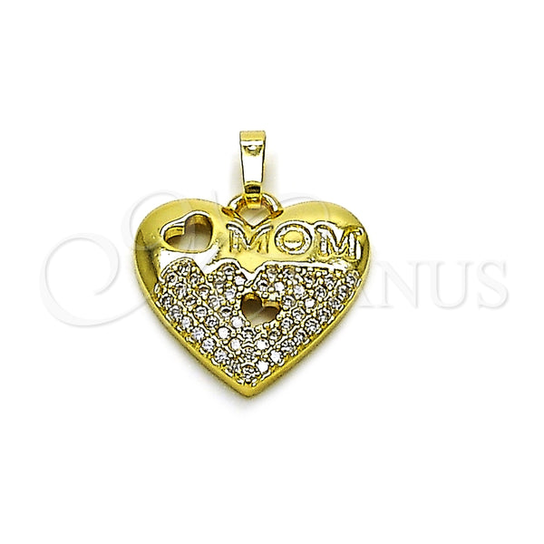 Gold Filled Pendant — Fancy Pendant Heart and Mom Design with White — main product view — SKU 165359 | Oro Laminado dije — elegante Pendant corazón and Mom diseño with blanco — SKU 165359