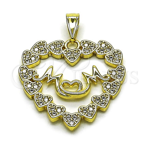 Gold Filled Pendant — Fancy Pendant Heart and Mom Design with White — main product view — SKU 165360 | Oro Laminado dije — elegante Pendant corazón and Mom diseño with blanco — SKU 165360