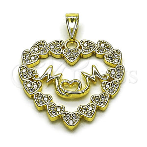 Gold Filled Pendant — Fancy Pendant Heart and Mom Design with White — main product view — SKU 165360 | Oro Laminado dije — elegante Pendant corazón and Mom diseño with blanco — SKU 165360