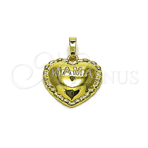 Gold Filled Pendant — Fancy Pendant Heart and Mom Design Polished 05. — main product view — SKU 165361 | Oro Laminado dije — elegante Pendant corazón and Mom diseño pulido 05. — SKU 165361