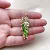 Oro Laminado Fancy Pendant, Gold Filled Style San Judas Design, with White Cubic Zirconia, Polished, Two Tone, 05.459.0021