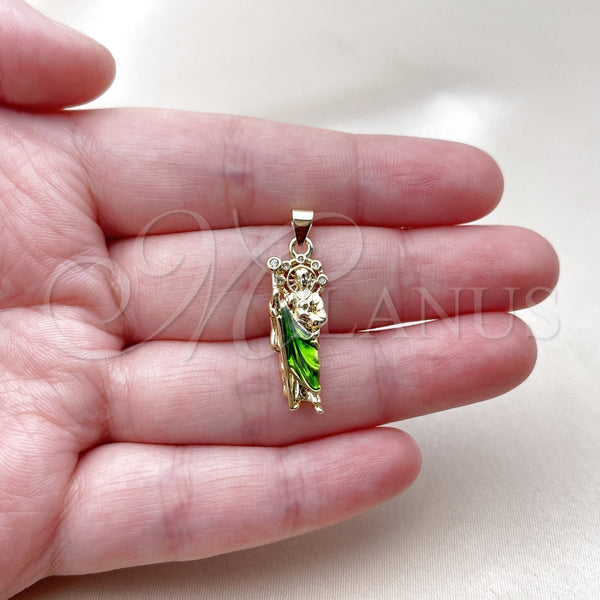 Gold Filled Pendant — Religious Pendant San Judas Design with White Cubic — alternate product view — SKU 165366 | Oro Laminado dije — Religious Pendant San Judas diseño with blanco Cubic — SKU 165366