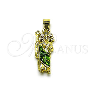 Gold Filled Pendant — Religious Pendant San Judas Design with White Cubic — main product view — SKU 165366 | Oro Laminado dije — Religious Pendant San Judas diseño with blanco Cubic — SKU 165366