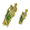 Oro Laminado Religious Pendant, Gold Filled Style San Judas Design, with White Cubic Zirconia, Polished, Two Tone, 05.459.0022