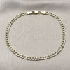 Oro Laminado Basic Anklet, Gold Filled Style Concave Cuban Design, Polished, Golden Finish, 04.213.0344.10 (Thickness, 10 Inches Length)