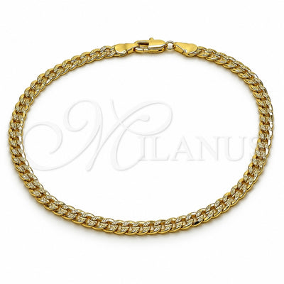 Oro Laminado Basic Anklet, Gold Filled Style Concave Cuban Design, Polished, Golden Finish, 04.213.0344.10 (120 Gauge, Thickness, 10 Inches Length)