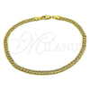 Oro Laminado Basic Anklet, Gold Filled Style Concave Cuban Design, Polished, Golden Finish, 04.213.0365.10 (04 MM Thickness, 10 Inches Length)