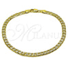 Oro Laminado Basic Anklet, Gold Filled Style Curb Design, Diamond Cutting Finish, Golden Finish, 04.213.0366.10 (05 MM Thickness, 10 Inches Length)