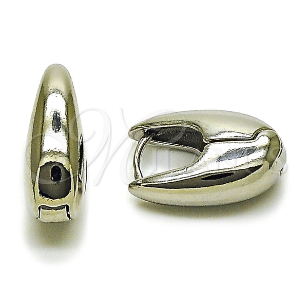 White Gold Filled Hoop Earrings — Huggie Hoop Polished 02. — main product view — SKU 165373 | Oro Laminado Blanco aretes de aro — Huggie Hoop pulido 02. — SKU 165373