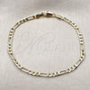 Oro Laminado Basic Bracelet, Gold Filled Style Figaro Concave Design, Diamond Cutting Finish, Golden Finish, 04.213.0374.07 (Thickness, 7 Inches Length)