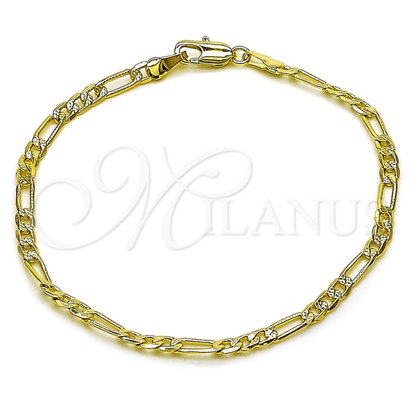 Gold Filled Bracelet — Basic Bracelet Figaro Concave Design Diamond Cutting 04. — main product view — SKU 165374 | Oro Laminado brazalete — básico Bracelet Figaro Concave diseño Diamond Cutting 04. — SKU 165374