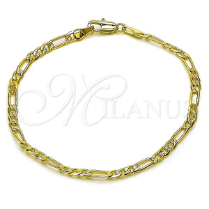 Gold Filled Bracelet — Basic Bracelet Figaro Concave Design Diamond Cutting 04. — main product view — SKU 165374 | Oro Laminado brazalete — básico Bracelet Figaro Concave diseño Diamond Cutting 04. — SKU 165374